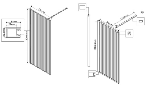 Душевая стенка Vincea Walk-In VSW-1HP700FLBG
