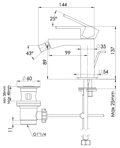 Смеситель для биде Mariani Rebel A00493RE12