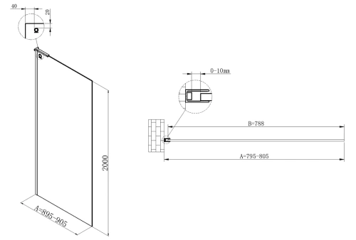 Душевая стенка Vincea Walk-In VSW-7HA800CL
