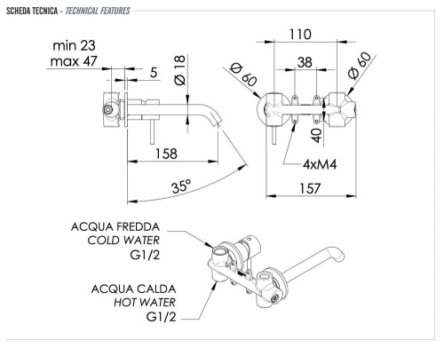 Смеситель для раковины Remer X Style X15PXV, сталь