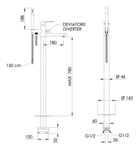 Смеситель для ванны Daniel Tiara TA67815