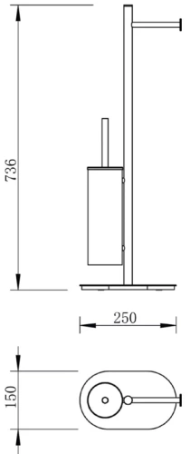 Напольная стойка с бумагодержателем и ёршиком Vivi Felice F0411 NICHEL