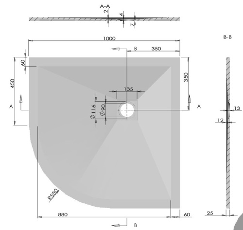 Душевой поддон Vincea VST-4SQ1010A