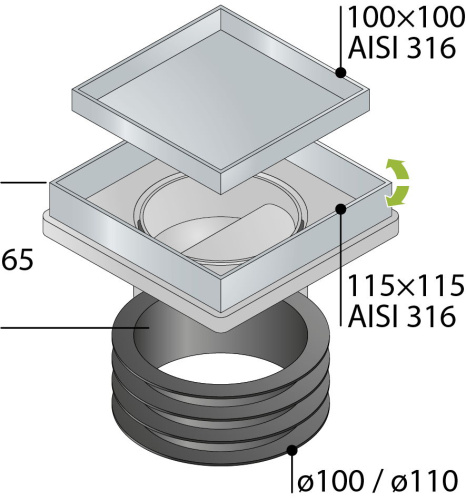 Душевой трап OMP Tea Kalamata Tileable 9977.592.9