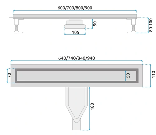 Душевой трап Rea Neox Superflow black 800 G7807