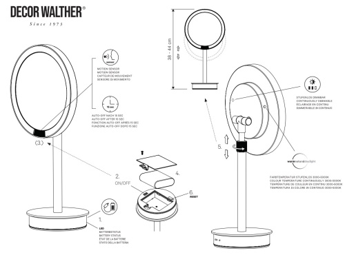 Зеркало косметическое с подсветкой 5X увеличение Decor Walther JUST LOOK PLUS SR 0125460