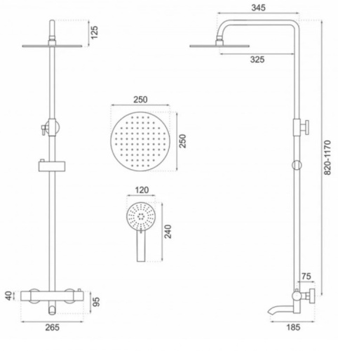 Душевая система Rea Lungo gold matt P6604