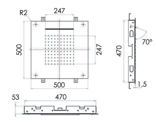 Верхний душ потолочный 50 см Remer INOX SS357SFS50C