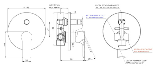 Смеситель для душа Mariani Kali B37173KL