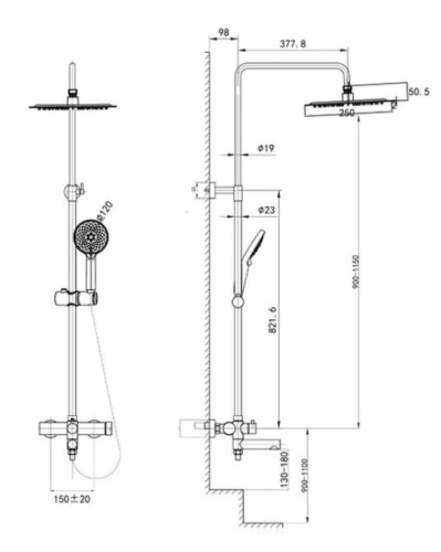 Душевая система Caprigo Don 53-310-GUN