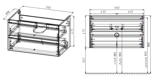 Тумба подвесная Vincea Luka 1000 R.Oak VMC-2L100RO