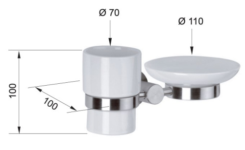 Стакан с мыльницей Remer Minimal INOX Mi17INOXCR, нержавеющая сталь