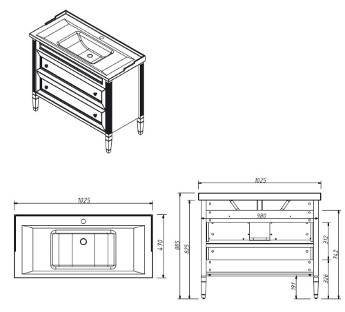 Тумба напольная Caprigo Albion Concept 100 34014-SF022