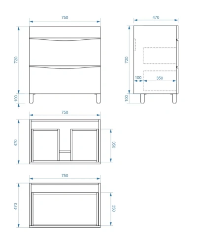 Тумба напольная Vela Бриз 75Н под Alice TU27110