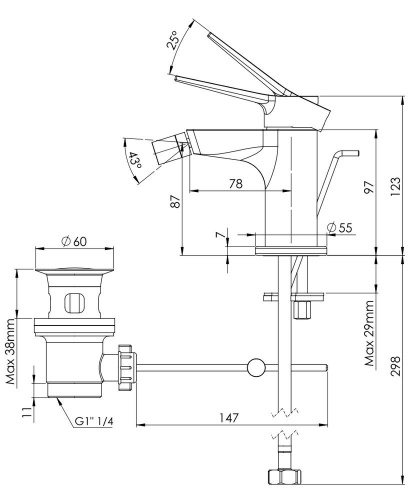Смеситель для биде Remer Slash SL20