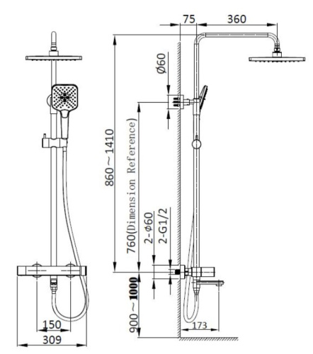 Душевая система Vincea Cube VSFS-1C1CH