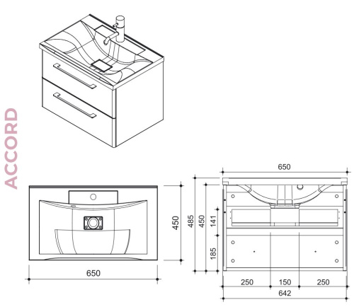 Тумба подвесная Caprigo Accord 65 2219-SF027