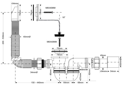 Сифон для ванны McAlpine HC30-EX