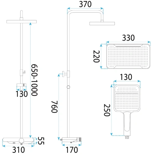 Душевая система Rea Bari white matt P0895