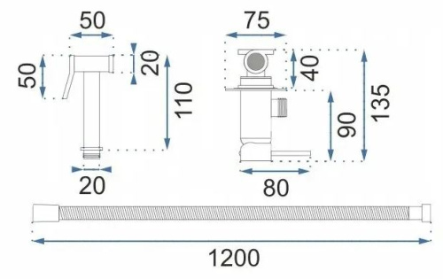 Гигиенический душ Rea Loop Lungo black metallic B5656