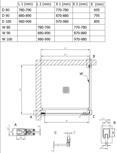 Душевая дверь Kolpa-San Andromeda D 90 silver brill transparent 516520