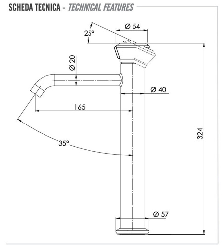 Смеситель для раковины Remer Element ET11LXLBG, золото брашированное