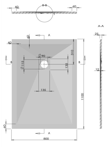 Душевой поддон Vincea VST-4SR8011G