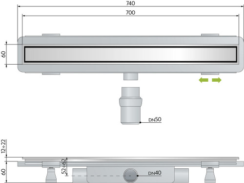 Душевой трап OMP Tea Renova 70 см 5953.901.8.05