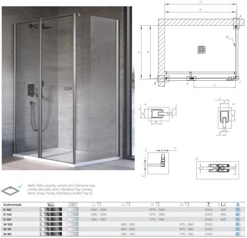 Душевая дверь Kolpa-San Andromeda D 160 silver brill transparent 516560