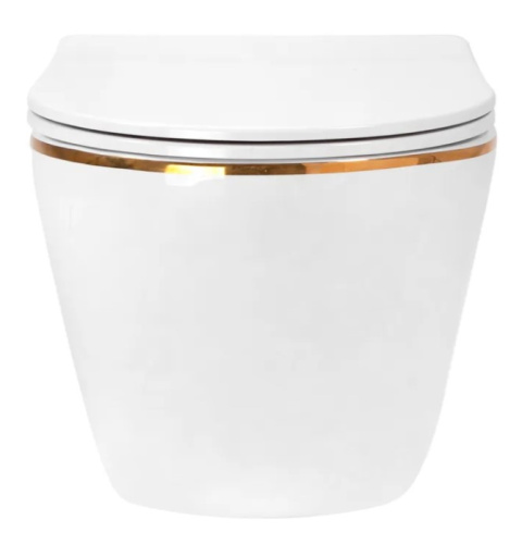 Унитаз подвесной Rea Carlo Mini rimless Flat Gold Edge C1222