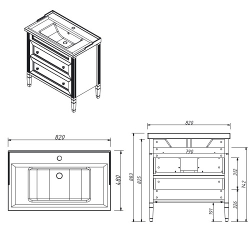 Тумба напольная Caprigo Albion Concept 80 34015-SF022