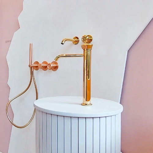 Смеситель для раковины Remer Element ET11LXLBG, золото брашированное