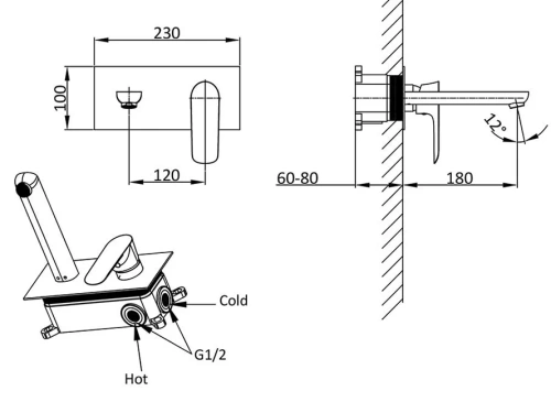Смеситель для раковины Vincea Esse VBFW-1E1CH