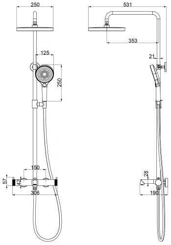 Душевая система Vincea Rim VSFS-2RM1GM