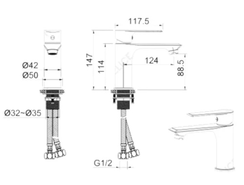 Смеситель для умывальника Vivi Felice 8030 G Gun Metal