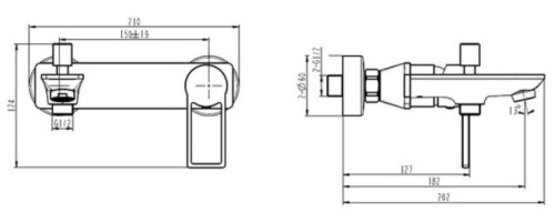 Смеситель для ванны Caprigo Kub 54-011-brg