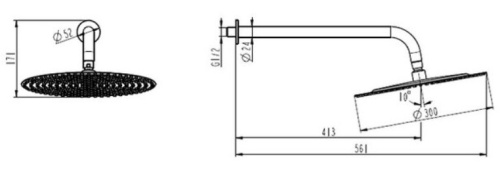 Верхний душ с кронштейном Caprigo 98-524-ner