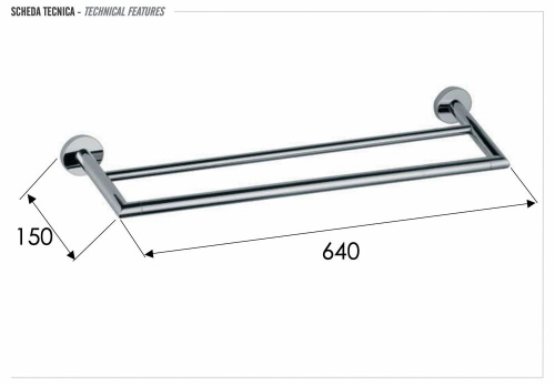 Полотенцедержатель двойной 60 см Remer Guest GS33CFP, черный брашированный хром