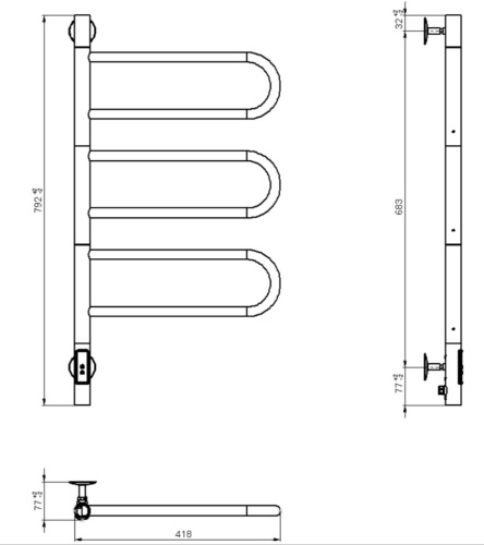 Полотенцесушитель электрический Vincea VTD-1R2CBE