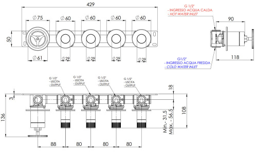 Смеситель для душа Remer Chrono CH98D4PNO, черный матовый