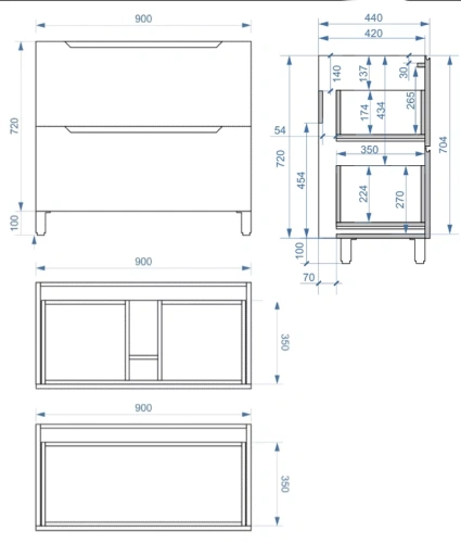Тумба напольная Vela Верона 90Н без планки под Milen TU2708711