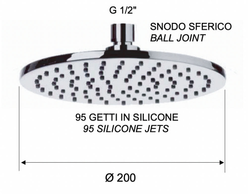 Верхний душ с шарнирным соединением 20 см Remer 359MM20CFPX, черный брашированный хром
