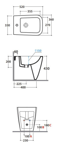 Биде напольное приставное Globo Stone ST010BI