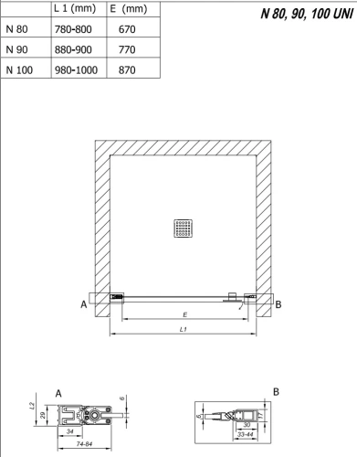 Душевая дверь Kolpa-San Andromeda N 80 silver brill transparent 516690