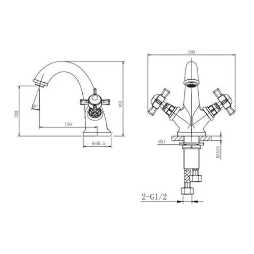 Смеситель для умывальника Caprigo Bristol 21-520-VOT