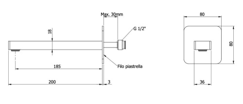 Излив настенный 19 см Remer Slash 91SLNO, черный матовый