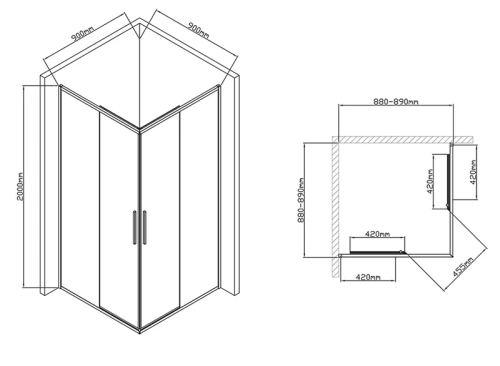 Душевой уголок Vincea Slim-U VSS-2SU900CLB