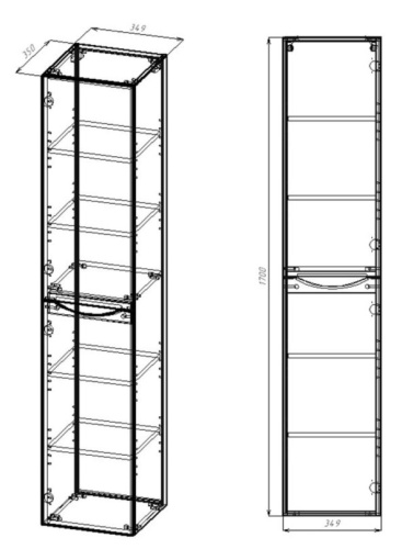 Пенал подвесной Vincea Mia VSC-2M170GW-L