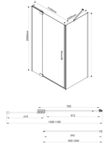 Душевой уголок Vincea Extra VSR-1E101110CLB