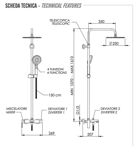 Душевая система Remer Energy EY34A8MPUFM25G